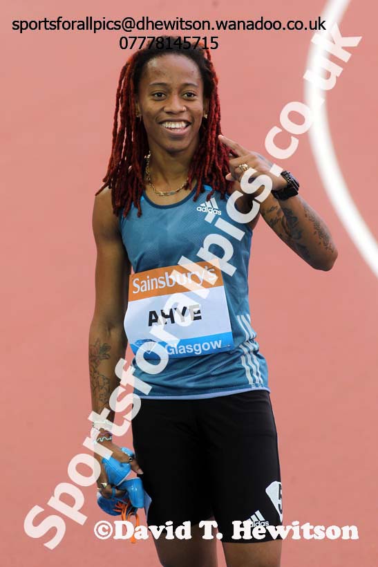 Michelle-Lee Ahya wins the 100 metres  at the Glasgow Diamond League. Photo: David T. Hewitson/Sports for All Pics